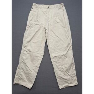 Vintage Carlos Baggy Pants Mens 38 Cream Wide Leg Y2K Pleated Cotton Golf Summer